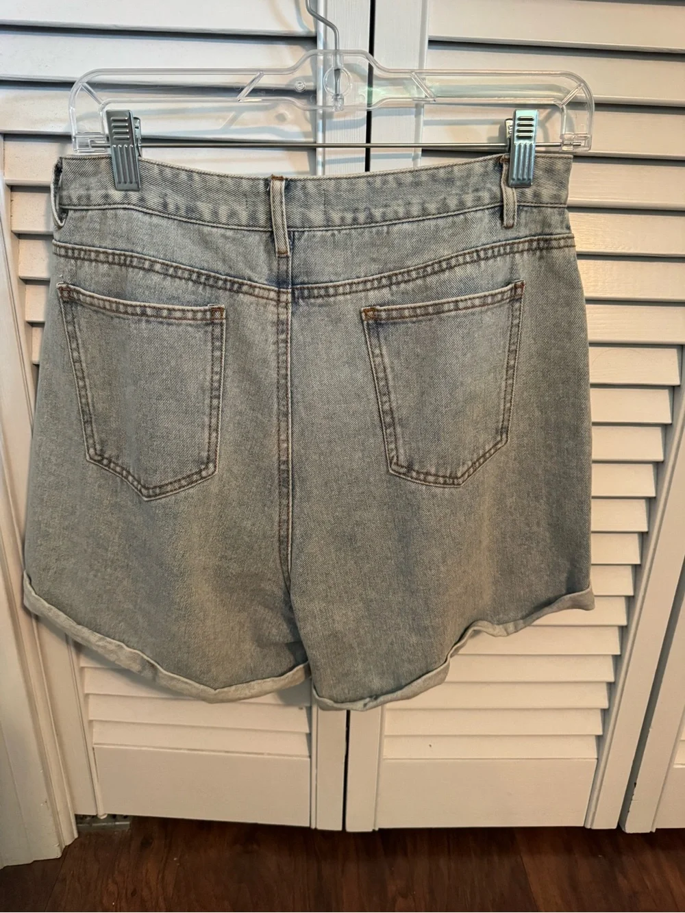 Stud-Trim Light Wash Denim Shorts
